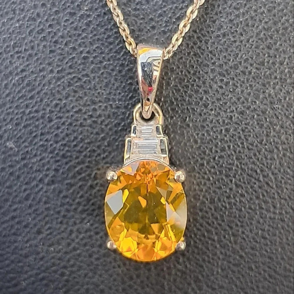 Premium Brazilian Fire Opal & Genuine Moissanite Pendant Necklace 20" - Picture 3 of 9